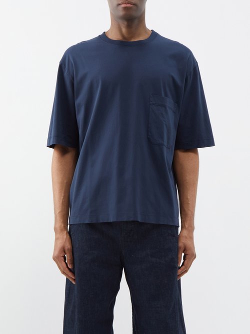Lemaire - Oversized Cotton-jersey T-shirt - Mens - Blue