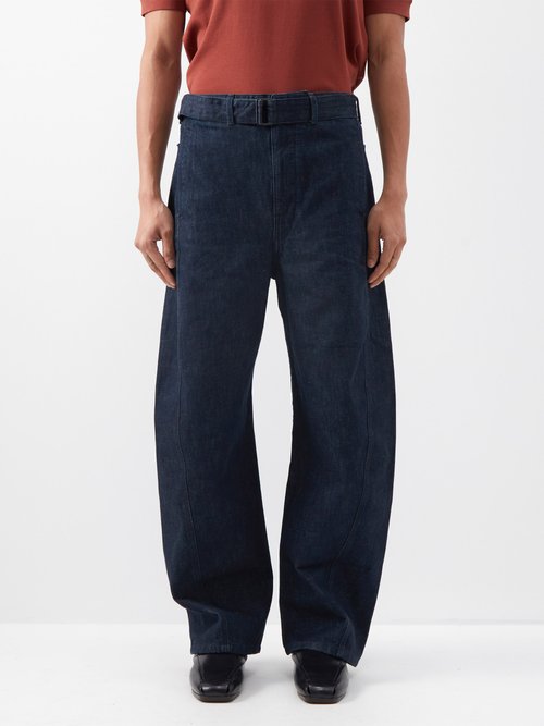 Lemaire - Belted Curved-leg Jeans - Mens - Blue