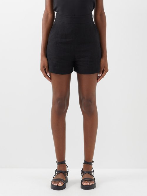 Three Graces London - Robin Linen Shorts - Womens - Black