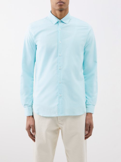 Orlebar Brown - Giles Cotton-poplin Shirt - Mens - Light Blue