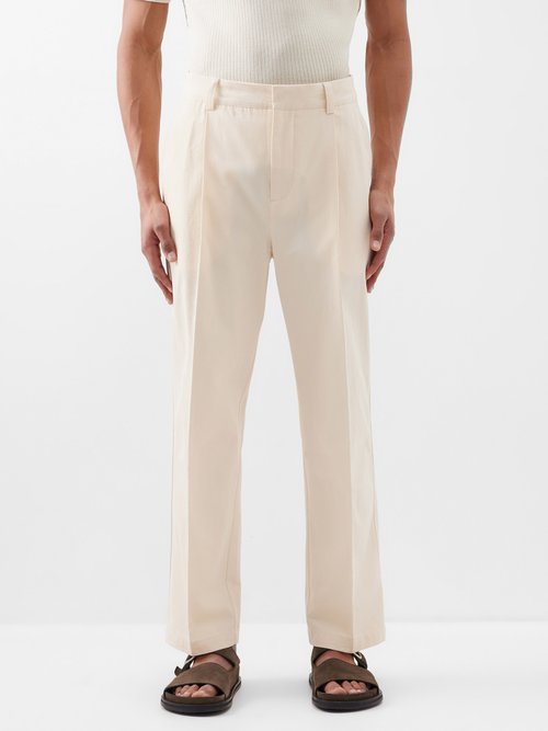 Orlebar Brown - Beckworth Pleated Cotton-canvas Trousers - Mens - Beige
