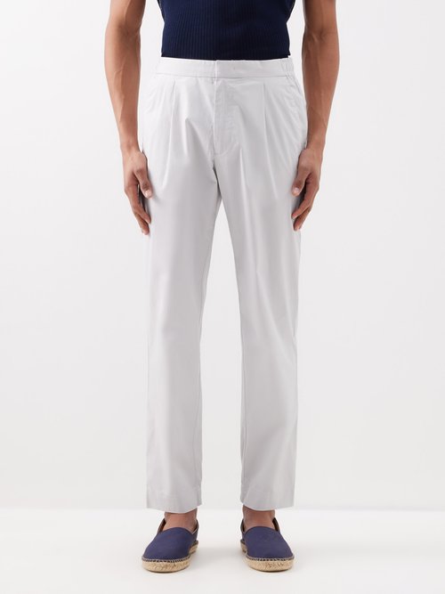 Orlebar Brown - Sedgwick Elasticated-waist Cotton-blend Trousers - Mens - Light Grey