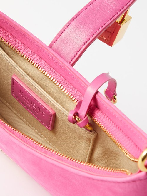 Jacquemus Bisou Cadenas Nubuck-leather Shoulder Bag In Fuchsia