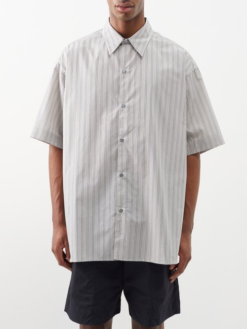 Studio Nicholson - Sorono Striped Cotton Shirt - Mens - Grey Stripe