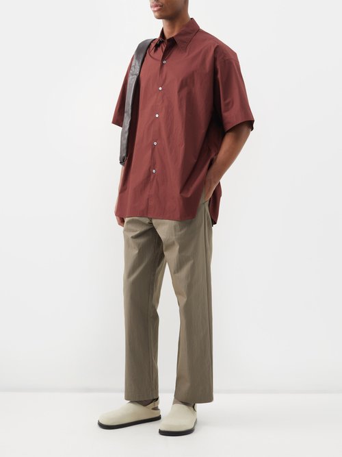 Sorono Striped Cotton-poplin Shirt In Burgundy