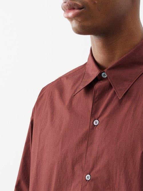 Sorono Striped Cotton-poplin Shirt In Burgundy