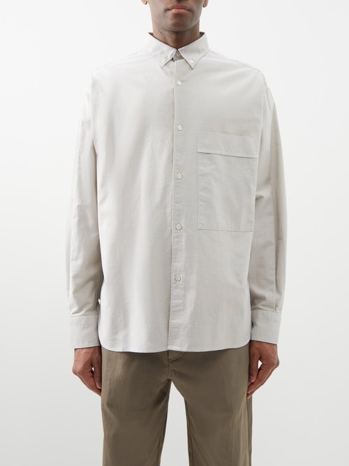 Studio Nicholson - Keble Patch-pocket Cotton Shirt - Mens - Light Grey