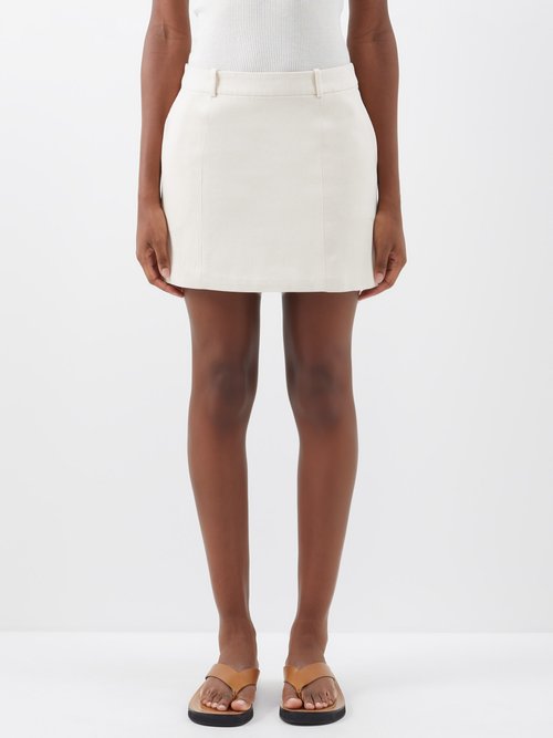 Albus Lumen Tailored Linen-denim Mini Skirt In Natural