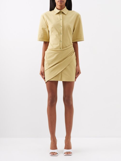 Jacquemus - Camisa Cutout Twill Shirt Dress - Womens - Light Khaki