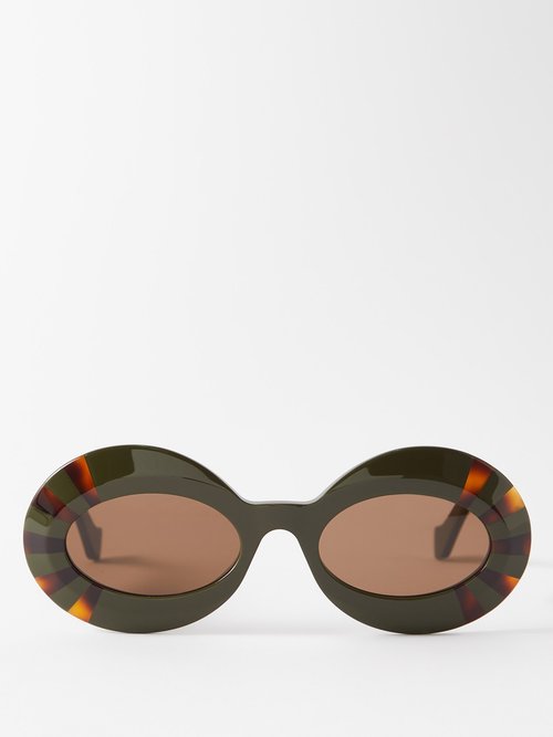 LOEWE Eyewear Striped Round Acetate Sunglasses