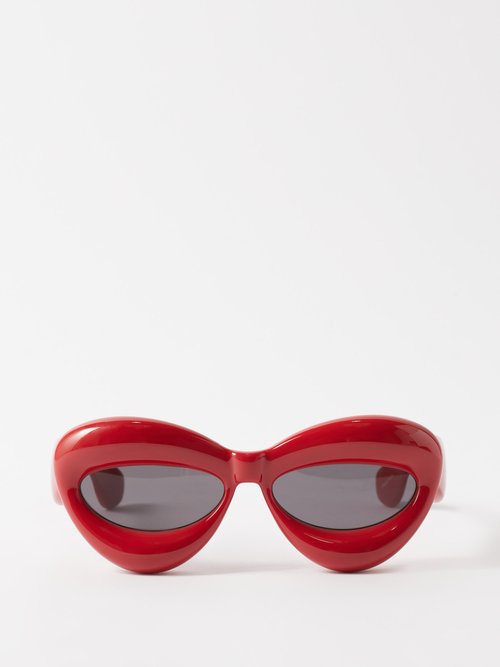 Loewe Eyewear - Inflated Cat-eye Acetate Sunglasses - Womens - Red