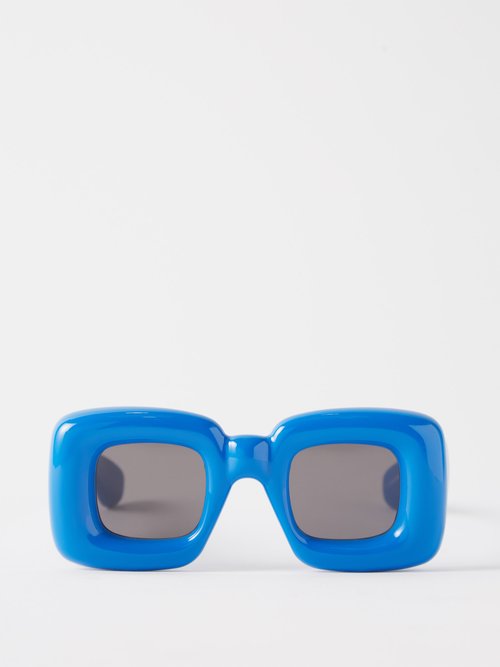Loewe Eyewear - Inflated Square Acetate Sunglasses - Womens - Blue