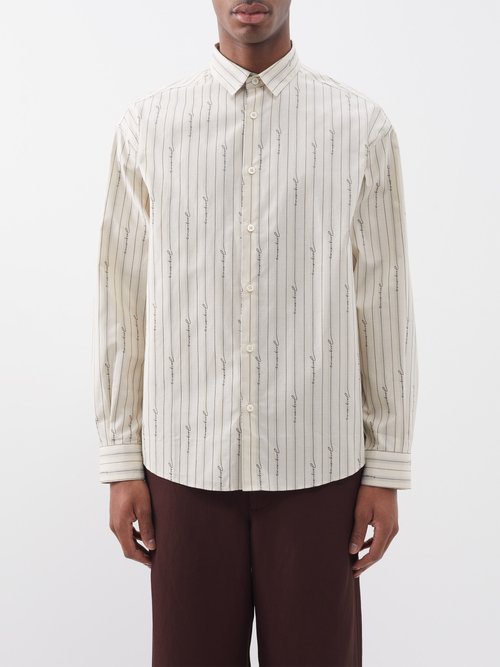 Jacquemus - Simon Logo-stripe Cotton Shirt - Mens - Beige Stripe