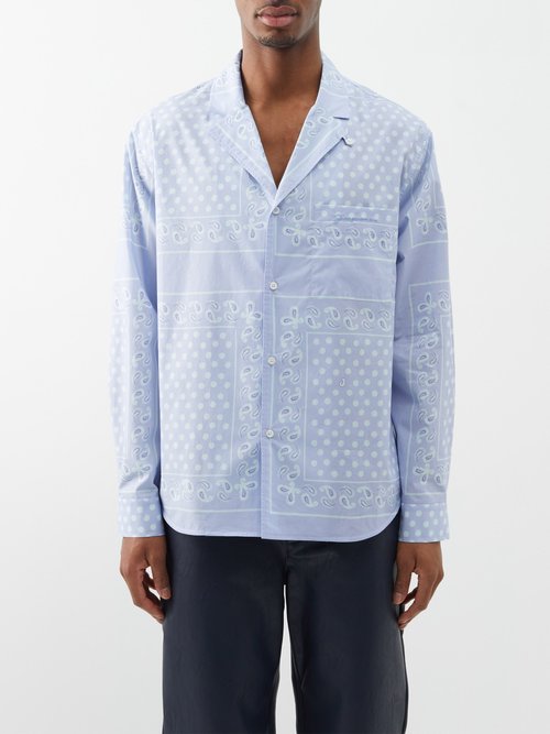 Jacquemus - Luis Paisley-print Cotton Shirt - Mens - Light Blue