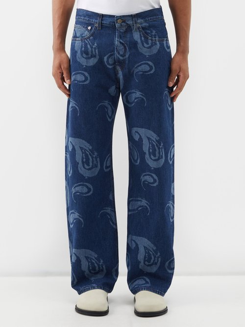 Jacquemus - Suno Paisley-print Organic Jeans - Mens - Blue