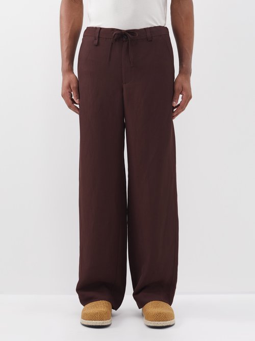 Jacquemus - Meio Drawstring-waist Twill Suit Trousers - Mens - Dark Brown
