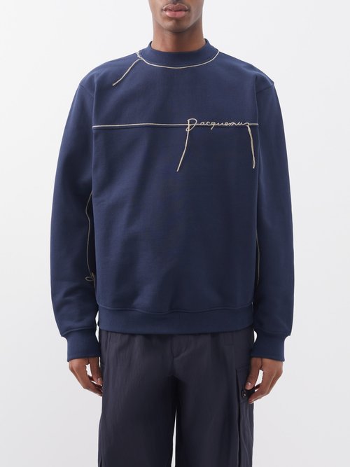 Jacquemus - Fio Logo-embroidered Cotton-jersey Sweatshirt - Mens - Navy