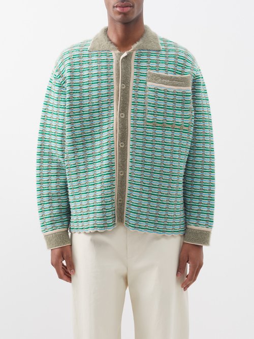 Jacquemus - Macio Fluffy-knit Cotton-blend Cardigan - Mens - Green Multi