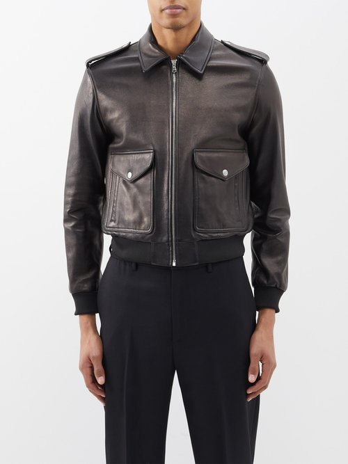 Nili Lotan - Burton Flap-pocket Leather Jacket - Mens - Black