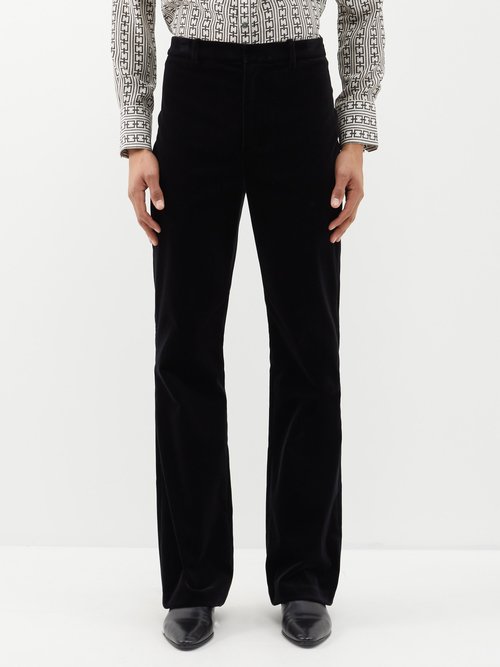 Nili Lotan Rex High-rise Cotton-blend Velvet Suit Trousers In Black
