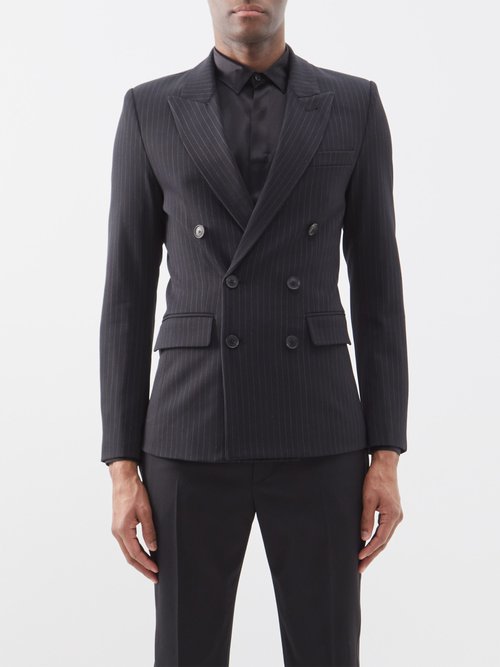 Nili Lotan - Phineas Double-breasted Pinstripe Suit Jacket - Mens - Black