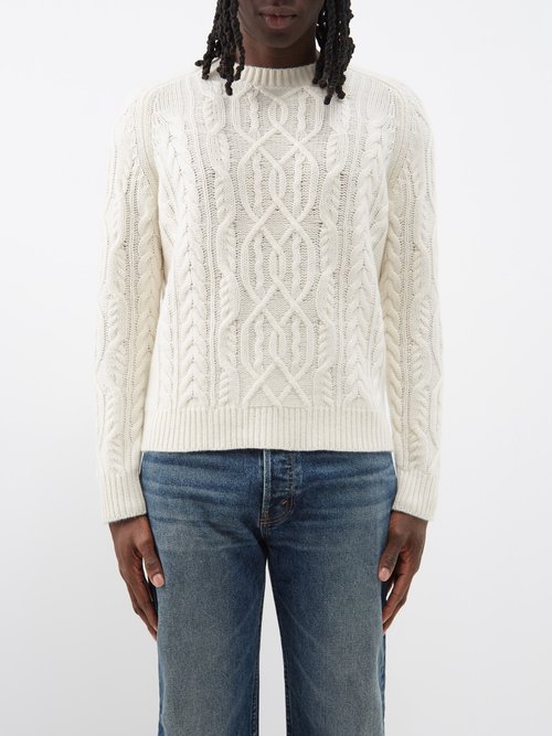 Nili Lotan - Davide Cable-knit Cashmere Sweater - Mens - Cream