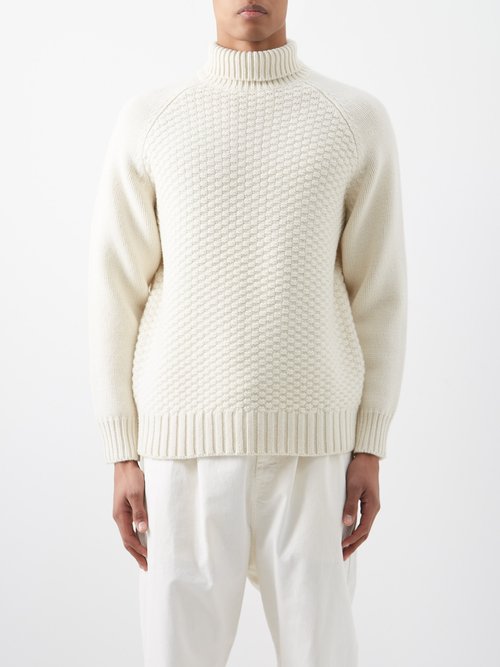 Nili Lotan Yakov Roll-neck Wool Sweater In Neutrals