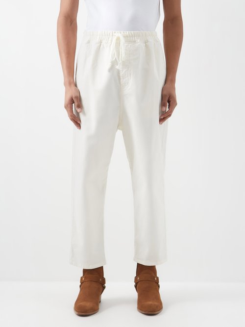 Nili Lotan - Walker Cropped Drawstring-waist Cotton Trousers - Mens - White