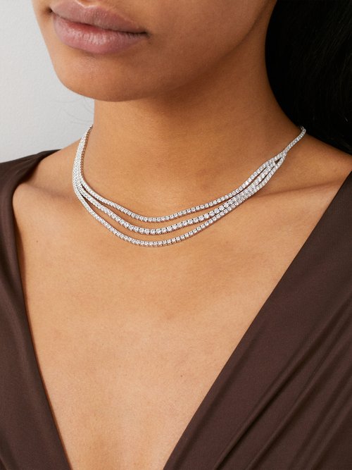 Anita Ko Hepburn Diamond & 18kt White-gold Necklace In White Gold Multi