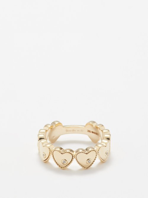 Yvonne Leon Mini Heart Diamond & 9kt Gold Ring