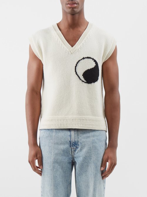 Our Legacy - Work Shop Yin Yang-intarsia Wool Sweater Vest - Mens - White