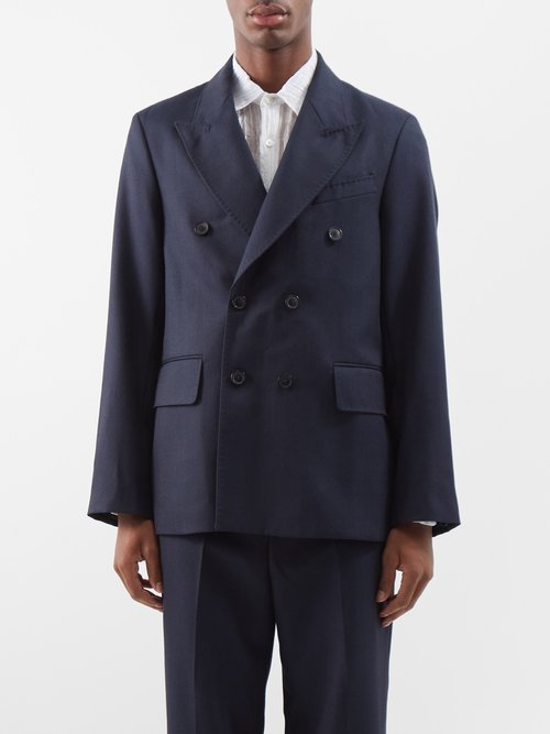 Our Legacy - Work Shop Double-breasted Moahir-blend Suit Jacket - Mens - Navy