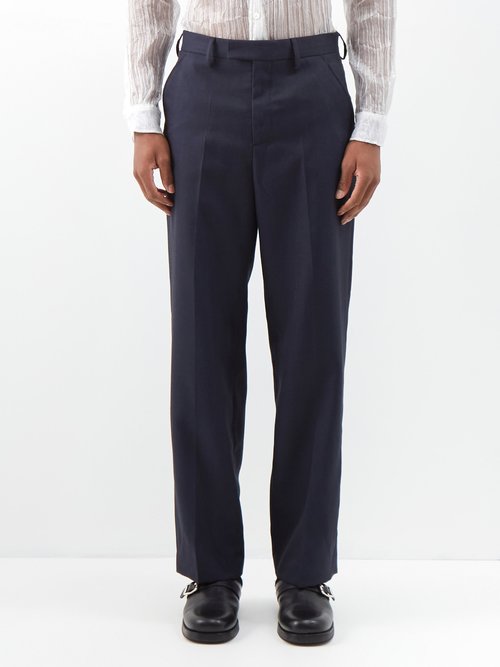 Our Legacy - Work Shop Pleated Mohair-blend Suit Trousers - Mens - Navy