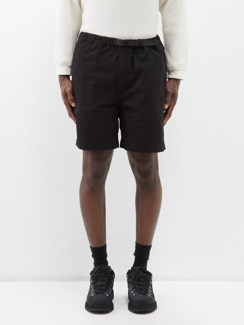 manastash - flex climber stretch-cotton wide-leg shorts mens black
