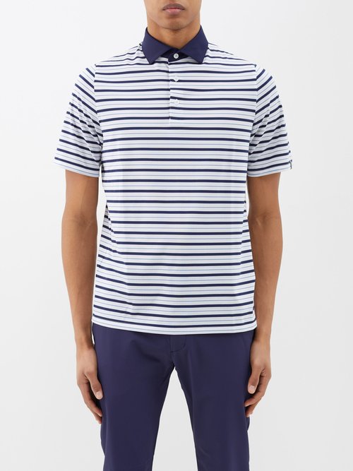 kjus - luis striped stretch-jersey polo shirt mens white stripe