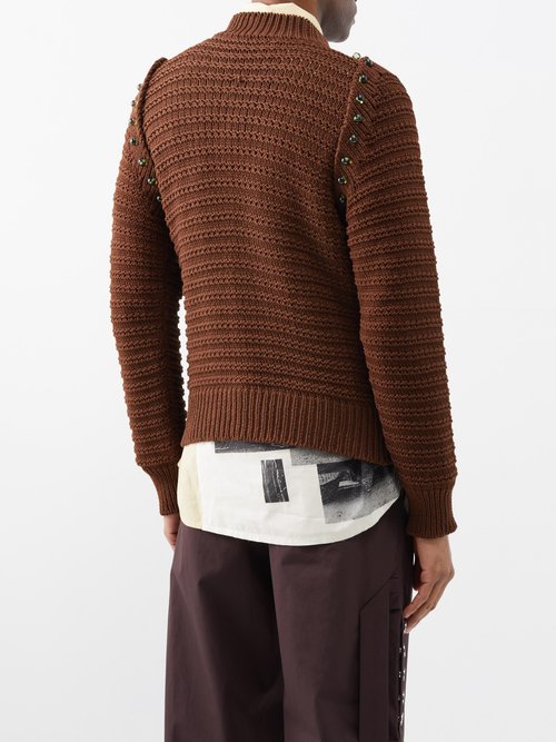 Namacheko Crochet-knit Layered Cotton Jumper In Chesnut Brown