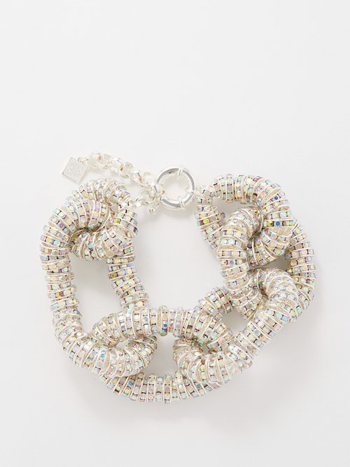 Pearl Octopuss.y Diamond Tire Crystal & Silver-plated Bracelet