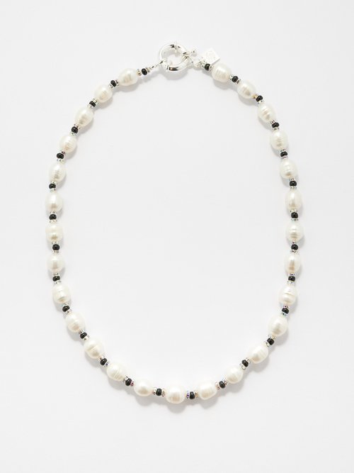 Pearl Octopuss.y Tous Les Jours Pearl And Bead Necklace In Silver Multi