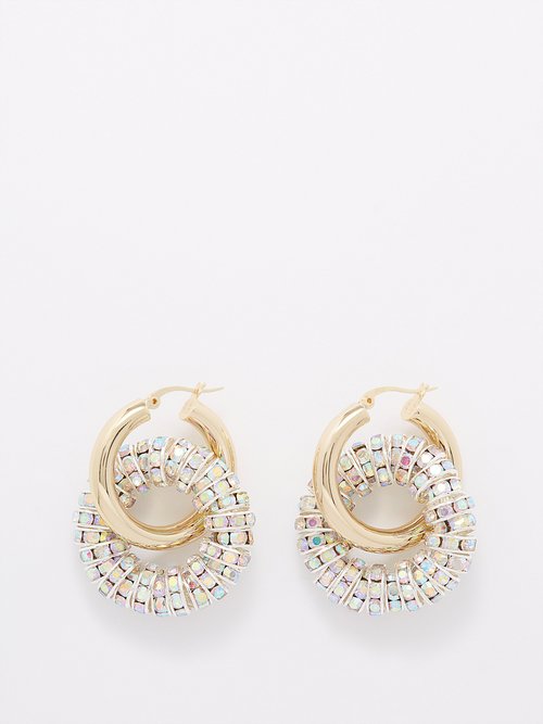Pearl Octopuss.y Les Grand Crystal Gold-plated Hoop Earrings In Silver Gold
