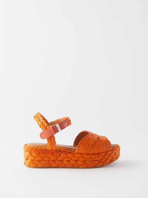 Clergerie Aida 50 Raffia Flatform Sandals | Smart Closet