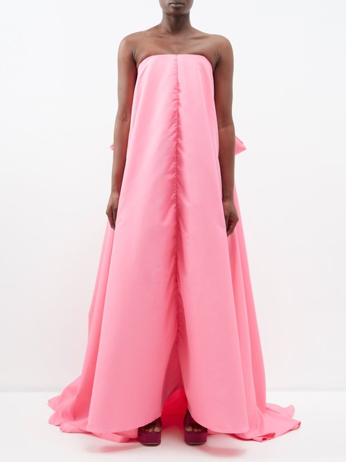 Marques'almeida - Back-bow Strapless Recycled-faille Gown - Womens - Pink