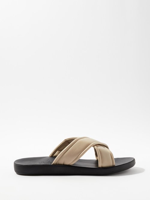 Ancient Greek Sandals Paris Crossover-strap Leather Sandals In Black Cream