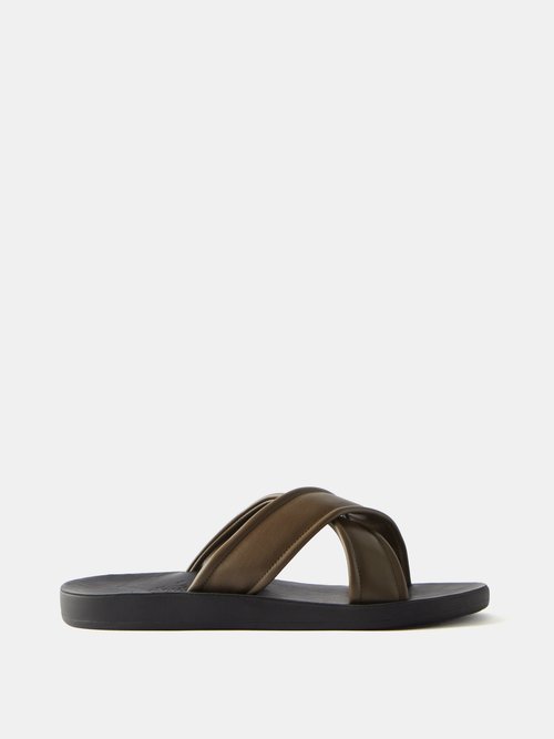 Ancient Greek Sandals Paris Crossover-strap Leather Sandals In Olive