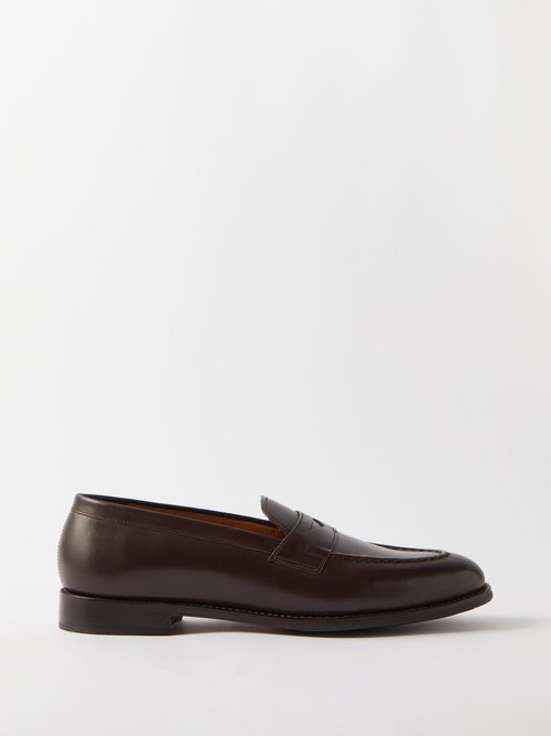 Grenson Lloyd Leather Penny Loafers In Brown