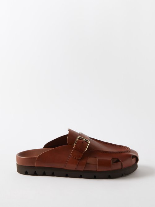 Grenson Dale Leather Sandals In Tan