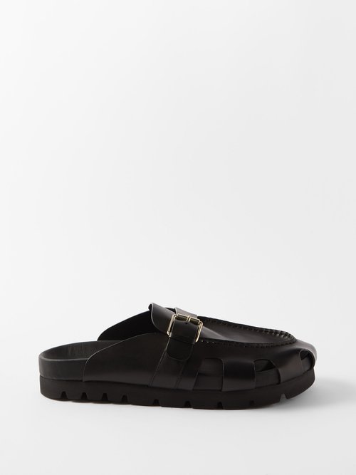 Grenson Dale Leather Sandals In Black