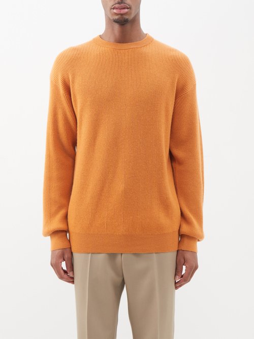 Giuliva Heritage - Luciano Ribbed-cashmere Sweater - Mens - Orange