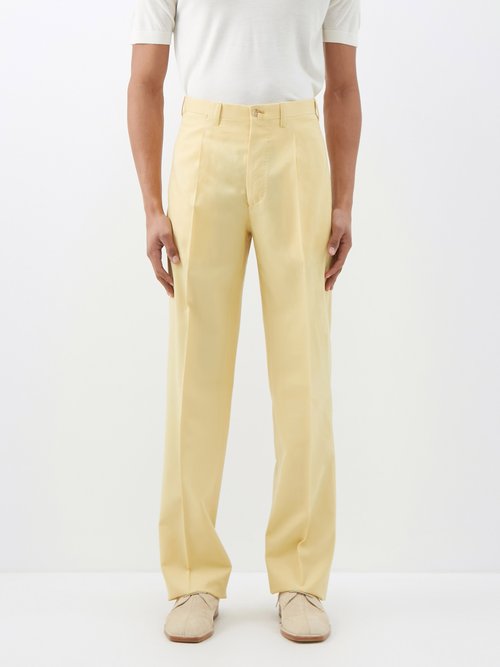 Giuliva Heritage - Vito Pleated Wool Trousers - Mens - Yellow
