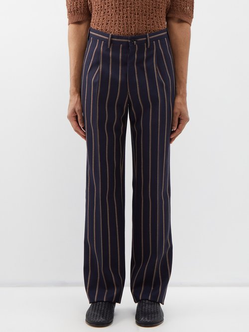 Giuliva Heritage Vito Pinstriped Pleated Wool Trousers