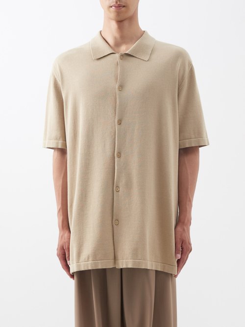 The Row - Mael Knitted Polo Shirt - Mens - Beige